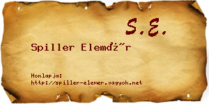 Spiller Elemér névjegykártya